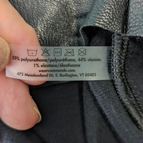 Commando Faux Leather Paperbag Pants Black Tie Waist Pull On Size XL - Picture 6 of 8